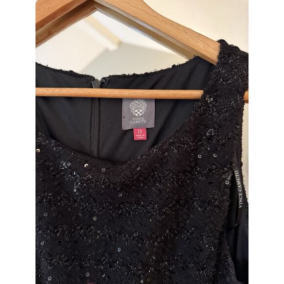 Vince Camuto Black Tweed Sleeveless Fit & Flare Dress Women’s Size 10 - Picture 3 of 5